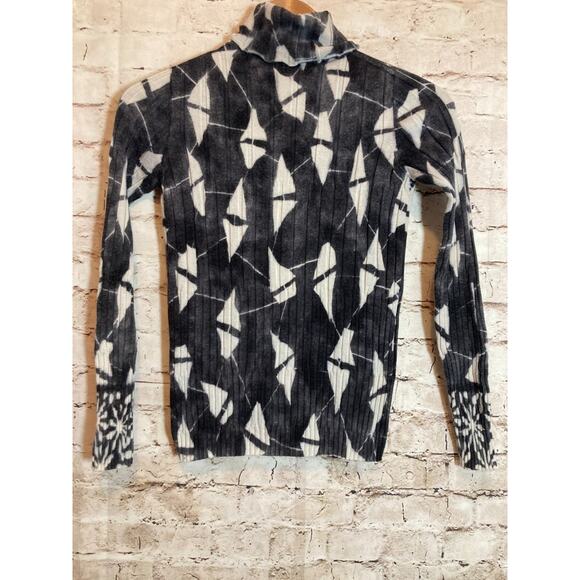 CIVIDINI Sweater Womens 42 Small Wool Made In Italy Charcoal Abstract Art Ribbed - Picture 1 of 13